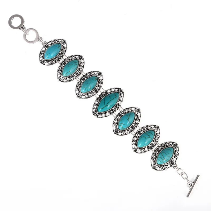 Bracelet Bohème Vintage Pierre Rouge ou Bleue – Ajustable