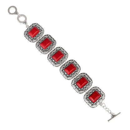 Bracelet Bohème Vintage Pierre Rouge ou Bleue – Ajustable