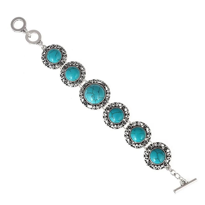 Bracelet Bohème Vintage Pierre Rouge ou Bleue – Ajustable