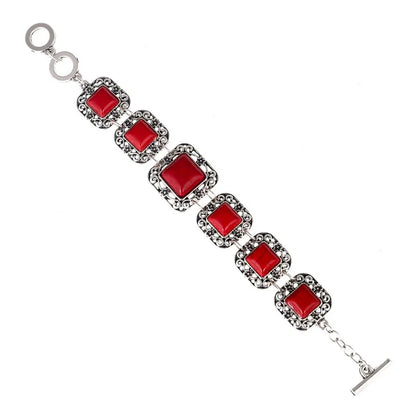 Bracelet Bohème Vintage Pierre Rouge ou Bleue – Ajustable