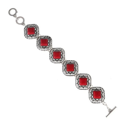 Bracelet Bohème Vintage Pierre Rouge ou Bleue – Ajustable