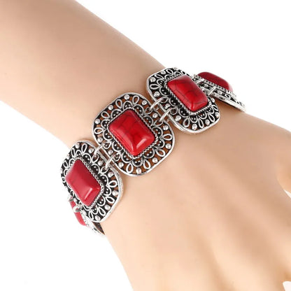 Bracelet Bohème Vintage Pierre Rouge ou Bleue – Ajustable