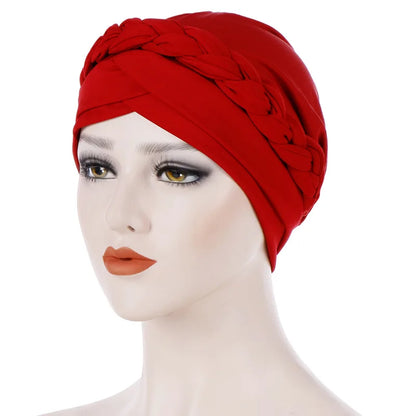 Turban femme  – Coton bicolore & perles élégantes