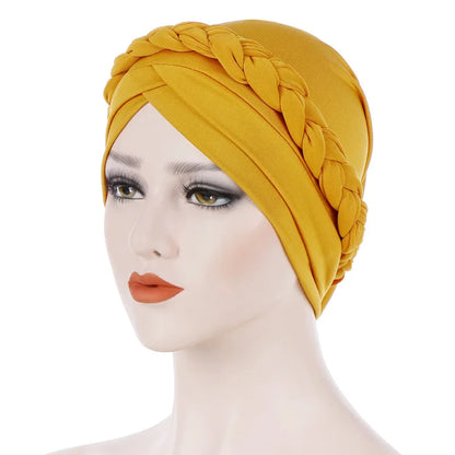 Turban femme  – Coton bicolore & perles élégantes