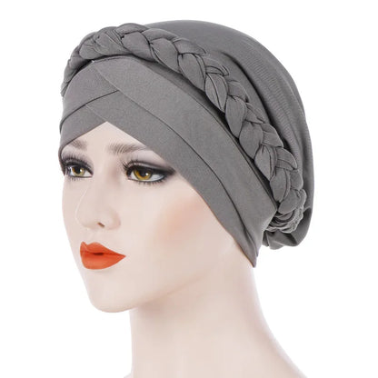 Turban femme  – Coton bicolore & perles élégantes