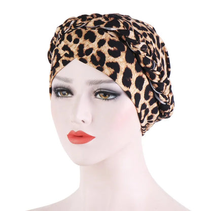 Turban femme  – Coton bicolore & perles élégantes