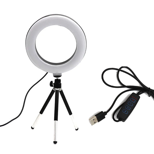 Anneau lumineux LED avec trépied pour selfie, lampe de bureau, diffusion en direct, maquillage, vidéo prometteuse, studio de photographie, 16cm, 6"
