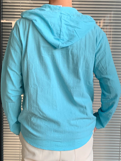 Chemise à Capuche Homme Lin Coton – Décontractée Printemps Été