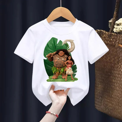 T-shirt Disney Moana pour enfants, vêtements pour enfants, dessins animés pour enfants, tenues décontractées pour garçons et filles, t-shirt pour adolescents, nouveau