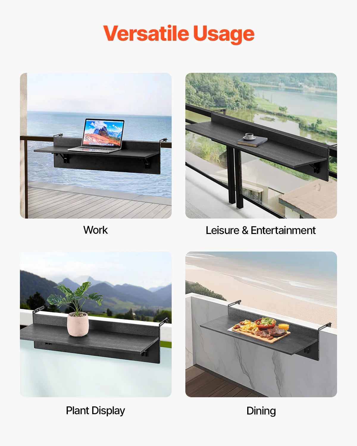 Table balcon pliante suspendue – gain de place extérieur
