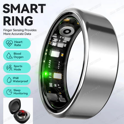 Bague Connectée R09 – Suivi Activité, Fréquence Cardiaque & Boîtier de Charge