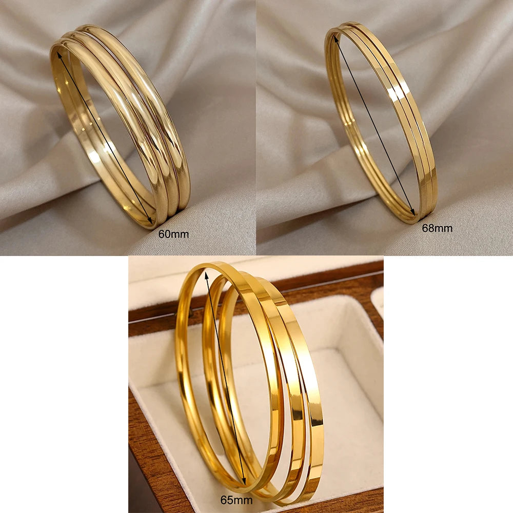 Lot 3 Bracelets Joncs Dorés 18K – Minimalistes Waterproof