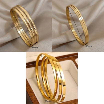 Lot 3 Bracelets Joncs Dorés 18K – Minimalistes Waterproof