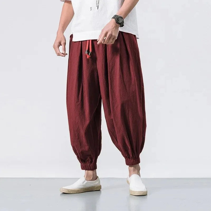 Pantalon ample homme été 👖 – coton & lin style Harajuku