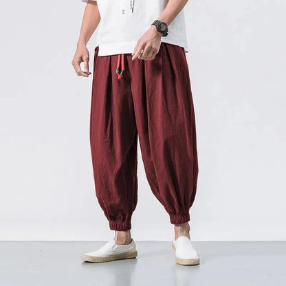 Pantalon ample homme été 👖 – coton & lin style Harajuku