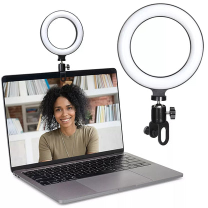 Anneau lumineux LED de 6.3 pouces, lampe ronde, Clip de bureau, pour diffusion en direct, Youtube, Macbook, PC, ordinateur portable, Tiktok Stream