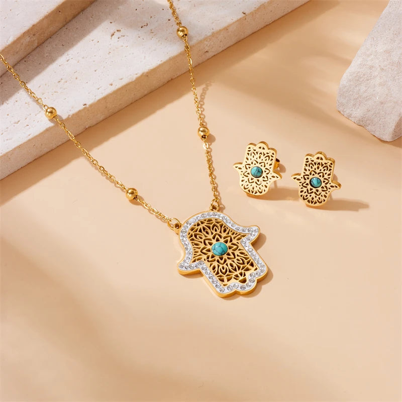 Parure Plaqué Or Bijoux Femme - Collier & Boucles