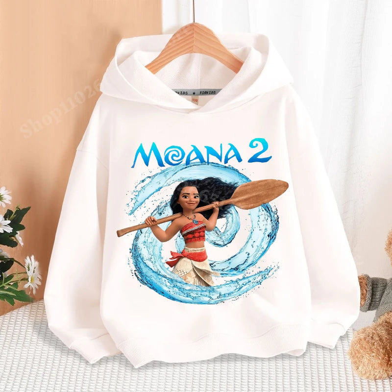 Disney Moana 2 Hoodies Enfants Nouveau Anime Mince Coton Sweat-shirt Garçons Filles Automne Hiver Chaud Pull Enfants Manches Longues