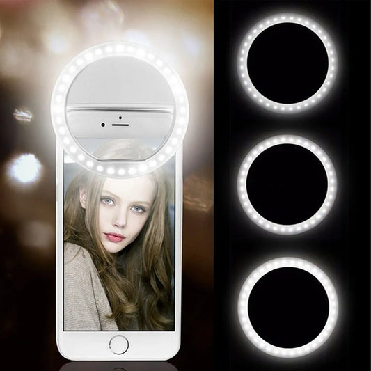 Anneau lumineux Led avec chargeur USB pour téléphone portable, lampe pour Selfie, compatible iPhone, Samsung, Xiaomi