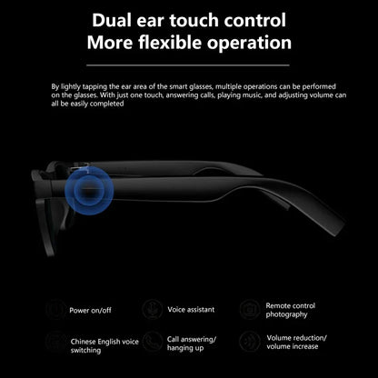 Lunettes Connectées Bluetooth – Caméra, Assistant Vocal & Commande Tactile