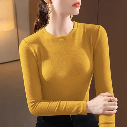 T-Shirt chaud Femme 👚 Slim Fit Manches Longues – Élégant & Confort