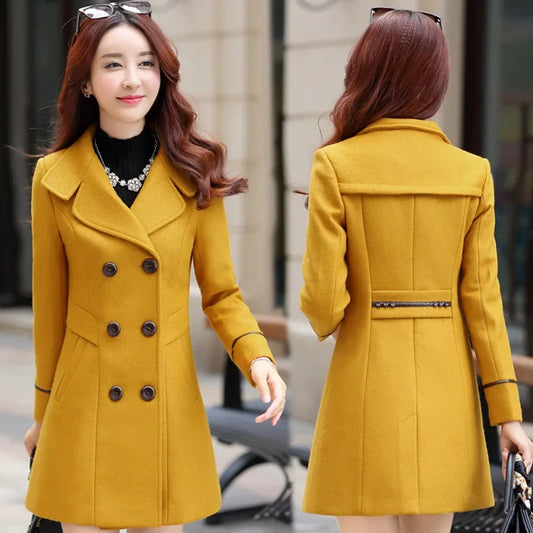 Manteau laine femme automne hiver – Style coréen élégant