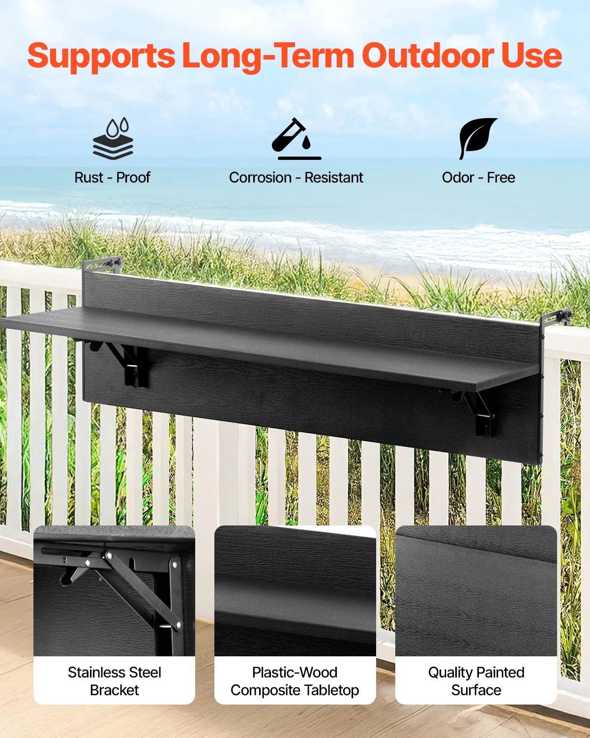 Table balcon pliante suspendue – gain de place extérieur