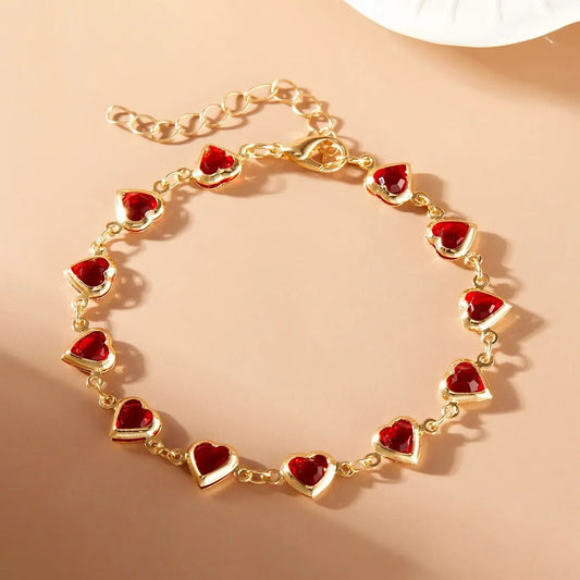 Bracelet Cœur  – Cristal Zircon-Plaqué Or Élégant