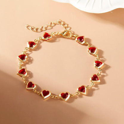 Bracelet Cœur  – Cristal Zircon-Plaqué Or Élégant