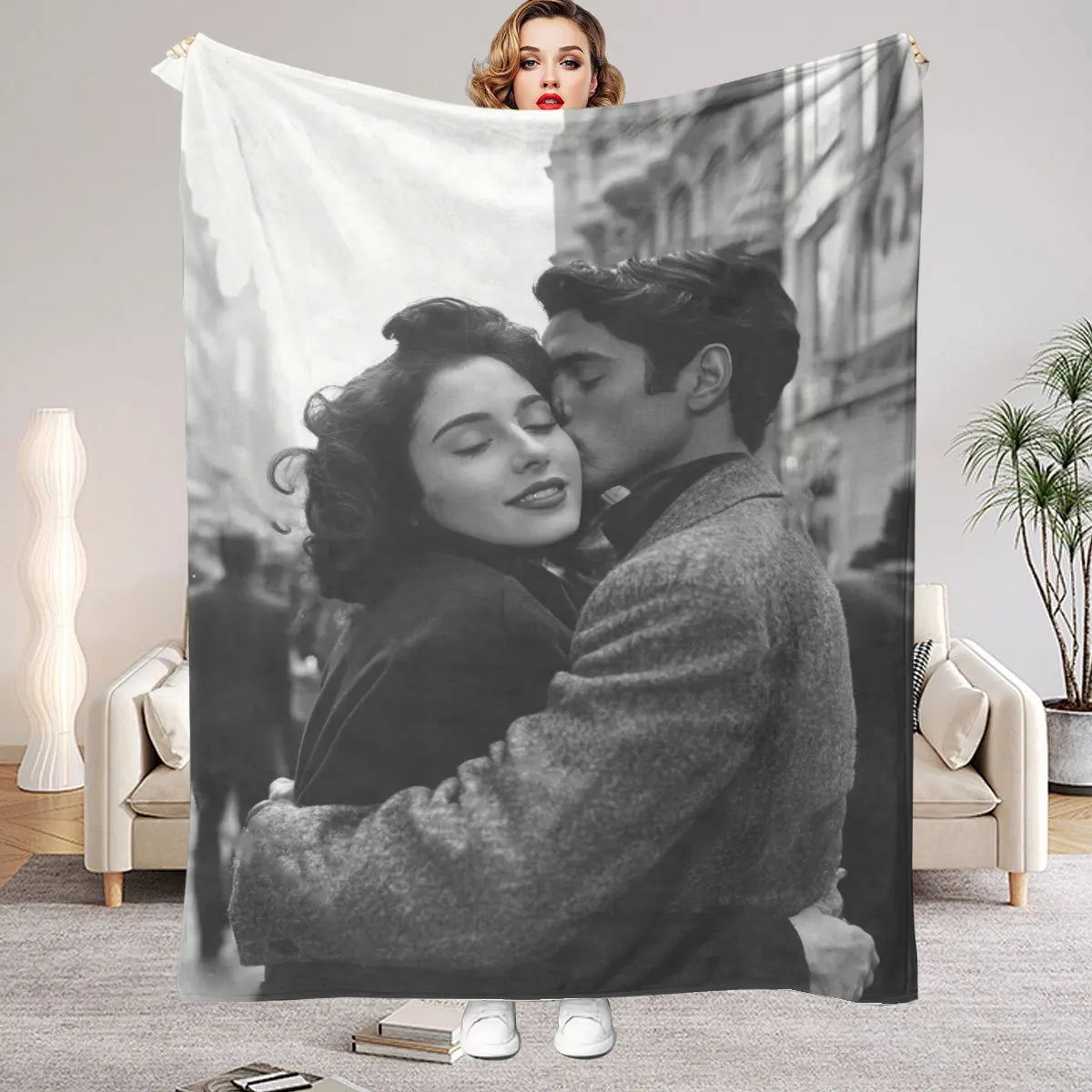 Plaid Personnalisé Photo – Couverture Douce pour Canapé, Lit & Cadeau