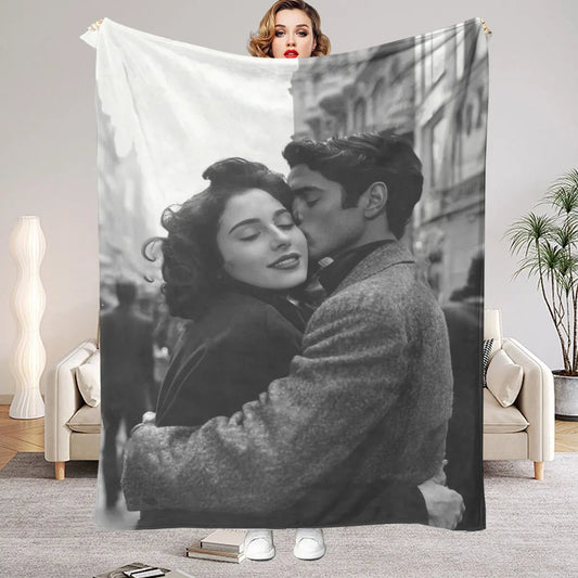 Plaid Personnalisé Photo – Couverture Douce pour Canapé, Lit & Cadeau