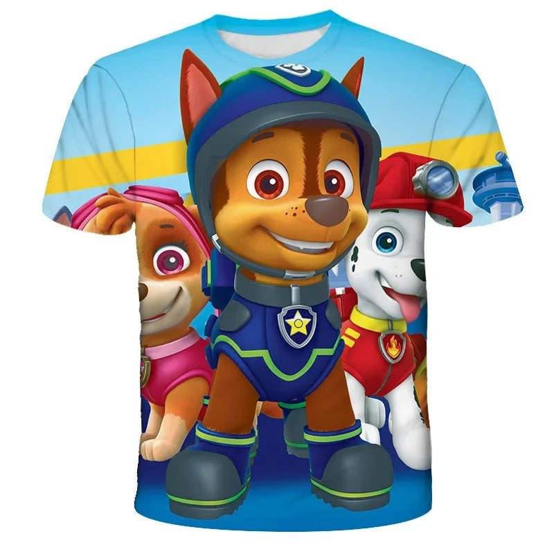 T-shirt Enfant Motif Chien Paw Patrol – Manches Courtes, Style 3D