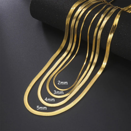 Collier Chaîne Serpent Acier Inoxydable – Plaqué Or Unisexe