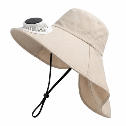 Chapeau Ventilateur Solaire  et Rechargeable USB – 800 mAh, Été & Activités Extérieures