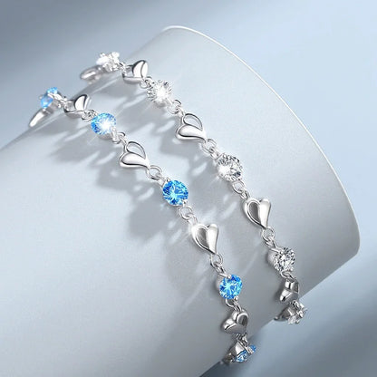 Bracelet Cœur Femme Argent 925 Style – Zircon Élégant