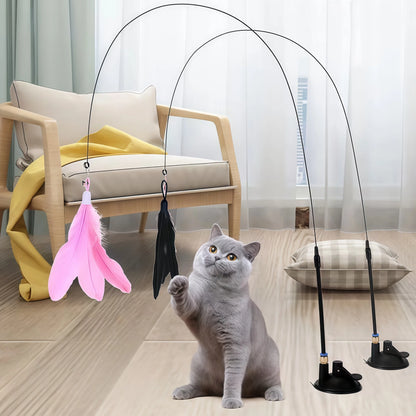 Jouet Chat Interactif Plume – Canne avec Ventouse