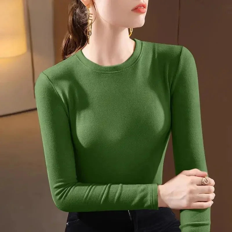 T-Shirt chaud Femme 👚 Slim Fit Manches Longues – Élégant & Confort