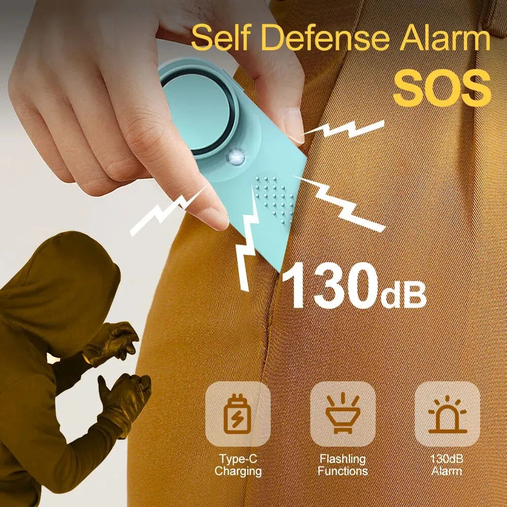 Self Defence Alarm 130DB AAA Battery Led Lights and Acoustic Flash Security Alarm Keychain for Women Girls Seniors