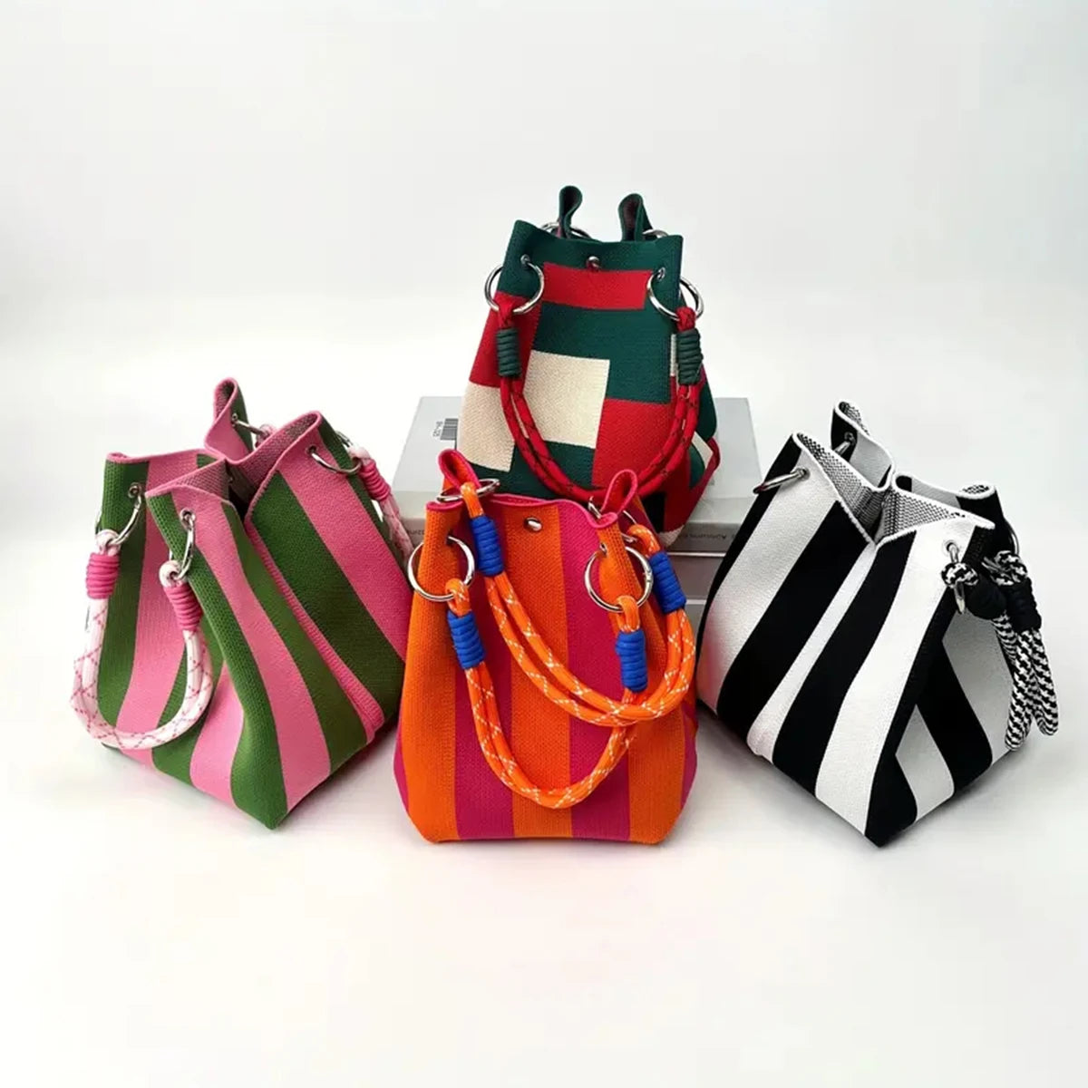 Sac Seau Crochet Multicolore – Style Rétro Bohème