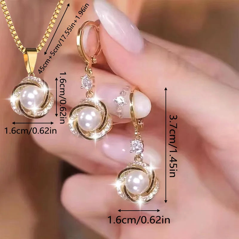 Parure Bijoux Femme Zircon – Collier & Boucles Élégantes 3 Pièces