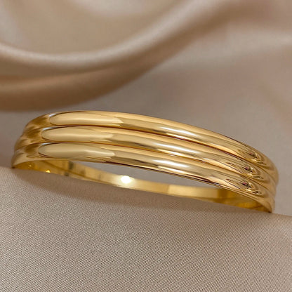 Lot 3 Bracelets Joncs Dorés 18K – Minimalistes Waterproof