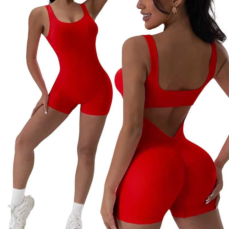 Combinaison Yoga Femme – Dos Nu, Sans Manches, Stretch