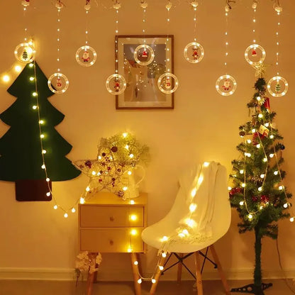 Guirlande LED Rideau Noël – Sapin & Père Noël Décor Festif