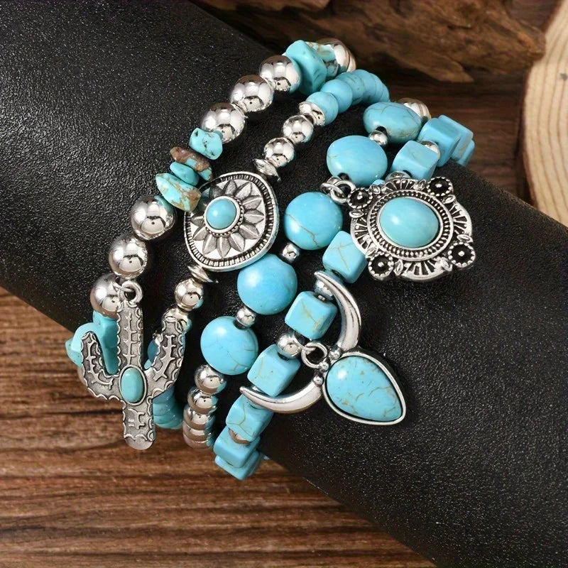 Bracelet Bohème Perles Turquoise – Style Western Chic