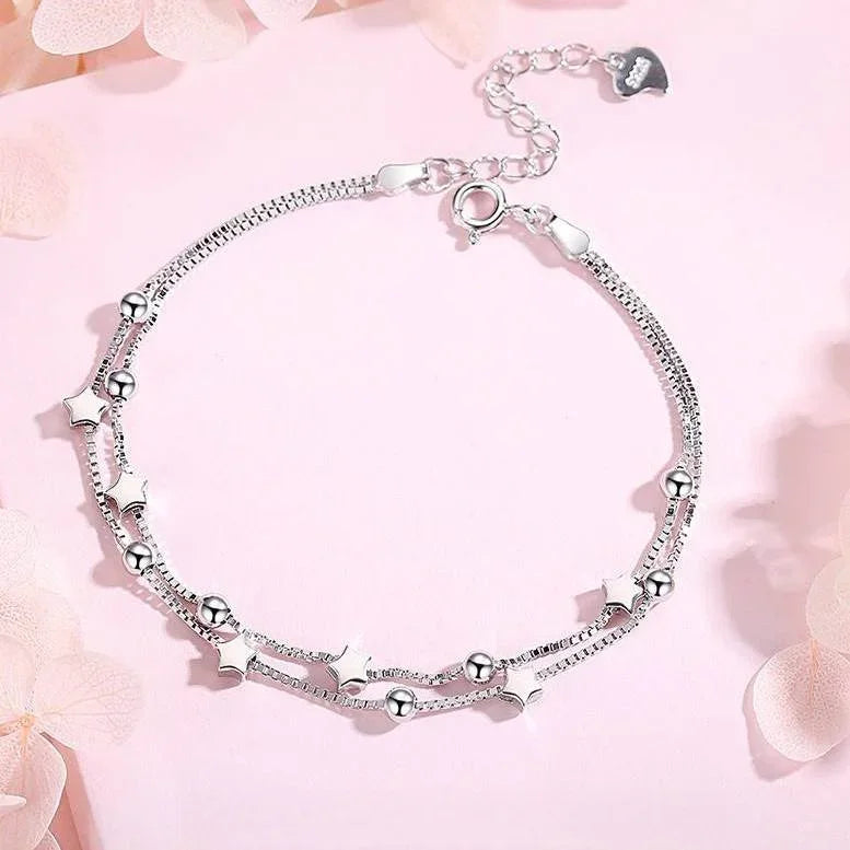 Bracelet femme argent 925 multi-rangs élégant ajustable