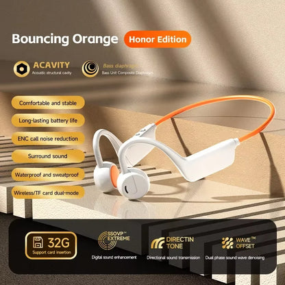 Écouteurs Sport Bluetooth 5.4 Open-Ear – Type Conduction Osseuse, IPX8 & Running