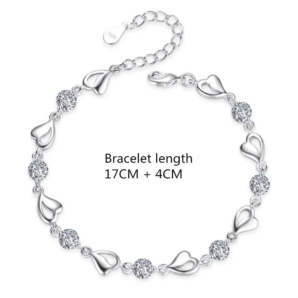 Bracelet Cœur Océan Argent 925 – Cristal Bleu Femme