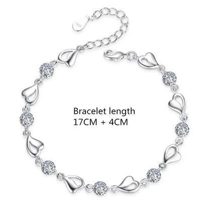 Bracelet Cœur Océan Argent 925 – Cristal Bleu Femme