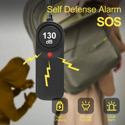 Self Defence Alarm 130DB AAA Battery Led Lights and Acoustic Flash Security Alarm Keychain for Women Girls Seniors