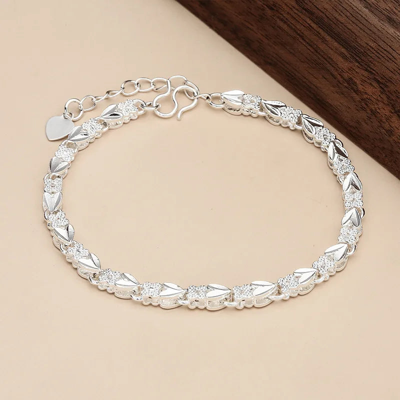 Bracelet Cœur Argent 925 Style – Chaîne Ajustable Femme